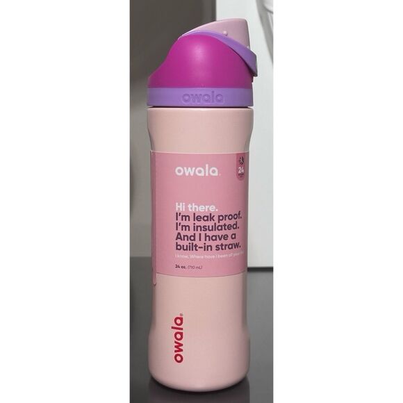 Owala FreeSip 24oz Stainless Steel Water Bottle, STRAWBERRY MILK